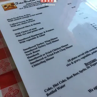 menu