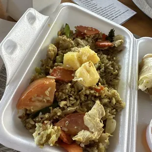 Pineapple Fried Rice with Chicken (All Pineapple Pieces pulled to the top for reference)