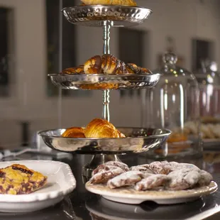 a display of pastries and pastries