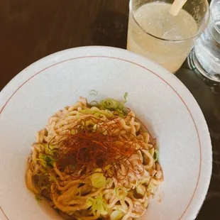 Spicy crab noodles and the 210 cocktail