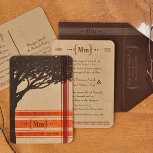 Tree Silohette Letterpress Wedding Invitation