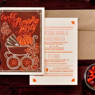 Custom Letterpress Baby Shower Invitation
