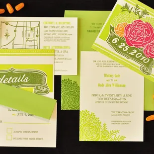 Custom Vintage Letterpress Wedding Invitation