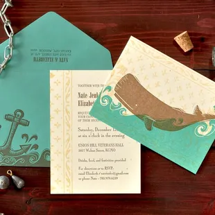 Custom Nautical Letterpress Wedding Invitation