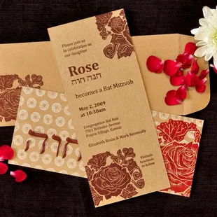 Custom Rose Bat Mitzvah Invitation