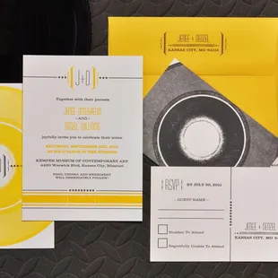 Custom Vinyl print Letterpress Wedding Invitation