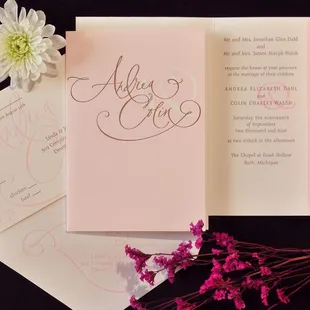 Signature Calligraphy Letterpress Wedding Invitation