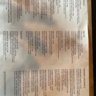 Small plates menu.