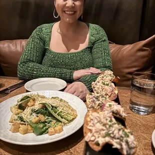 Spicy Caesar Salad and Salmon Chips were phenomenal