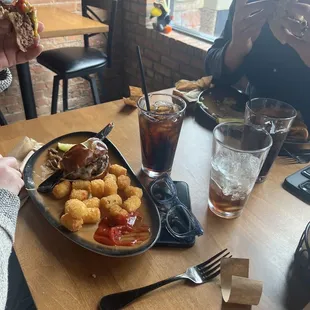 Burger and tots