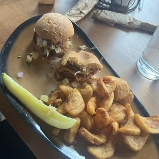 Pulled pork sliders and fries