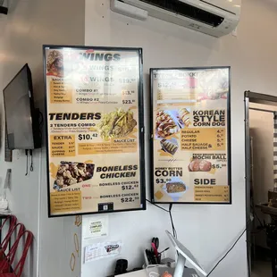 menus on the wall