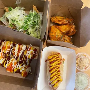 Korean corn dog, soy garlic, sodduk