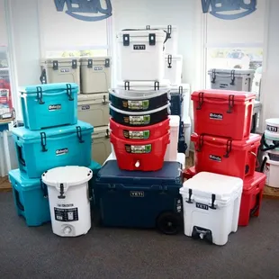 Variety of cooler and drinkware options.