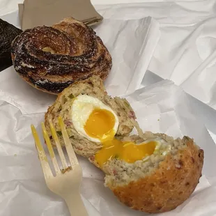 The spiral roll was the best ever but we also loved the scotch egg and chocolate croissant