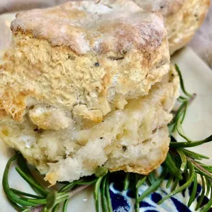 Rosemary-poppyseed biscuit with lemon-Asiago butter