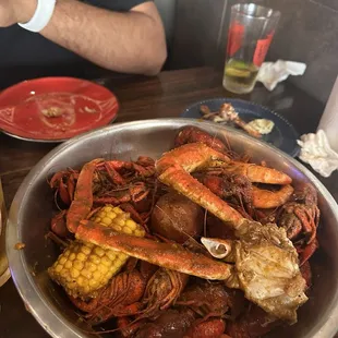 The TX combo special, house special Crawfish, snow crab, shrimp