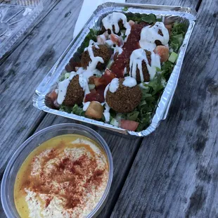 hummus and falafel salad