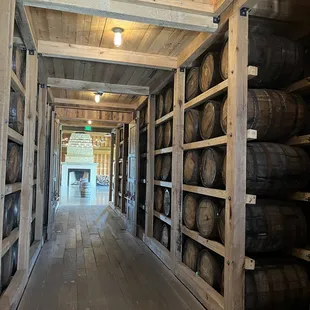 the inside of the barrel room
