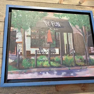 a painting of a restaurant