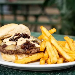 a burger and french fries