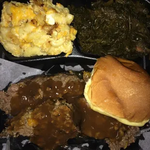 Tyemeka&apos;s meatloaf ,Mac &amp; cheese, greens