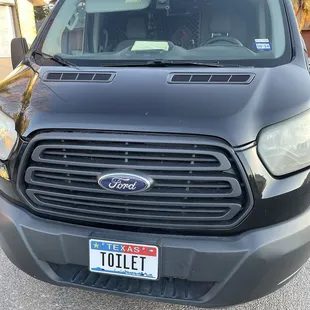 Their truck- hilarious license plate!