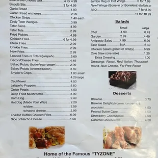 a menu for a restaurant