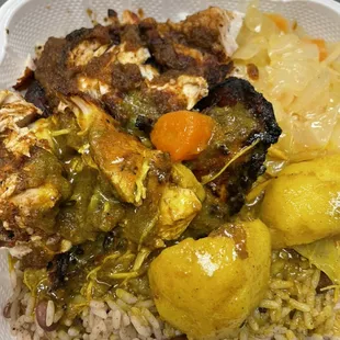 White meat jerk chicken with curry gravy