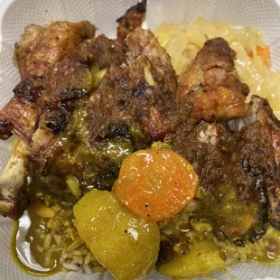 Jerk chicken (dark meat ) with curry gravy