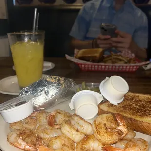 Cajun Shrimp w/ baked potato, Texas toast, and green beans