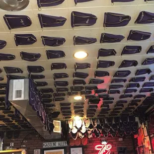 The inside of the restaurant and all the Crown Royal bags
