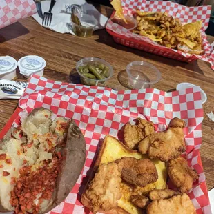 Fried catfish and nachos
