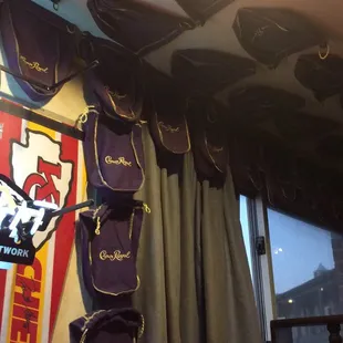Crown royal bags everywhere you look.