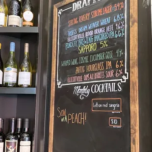 a menu on a chalkboard
