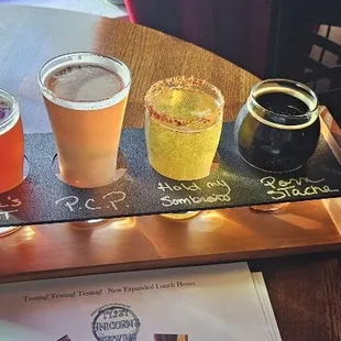 a flight of beers
