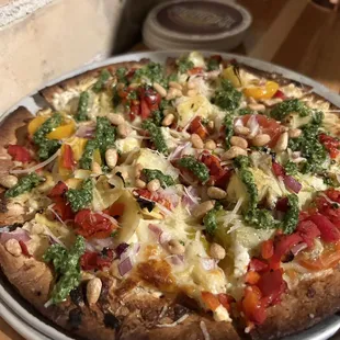 a pizza on a pan