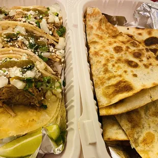 Pork street tacos and ground beef quesadilla #TacoTuesday