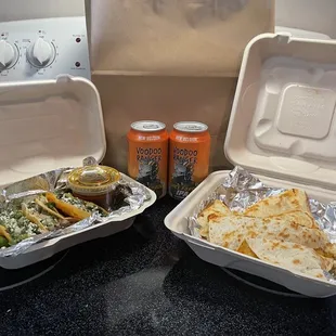 two containers of food