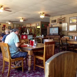The weathered, retro interior