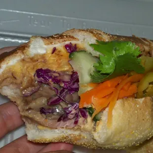 The banh mi.  Tried to show a little of everything that was part of the sandwich.  :)