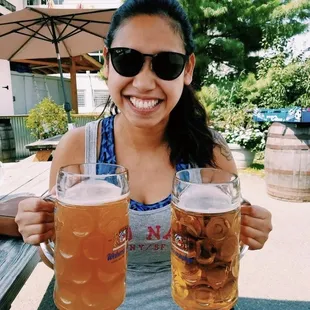 two glasses of beer