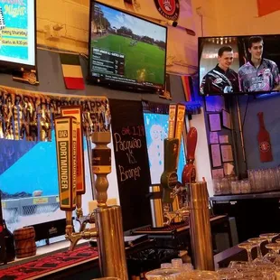 a bar with a large television