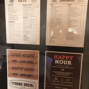 Menus outside entrance
