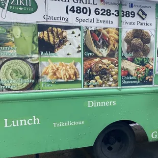 menus on the side of the truck