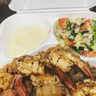 shrimp and salad