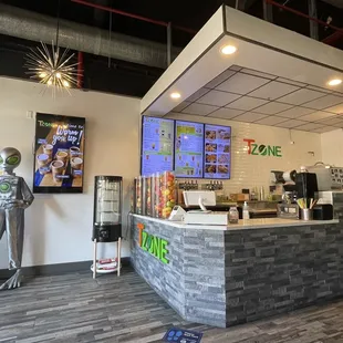 the inside of a fast food restaurant