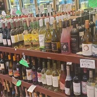 bottles of wine on a shelf