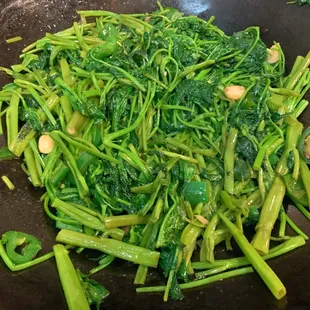 Stir fried ong choy (water spinach, or Morning Glory)