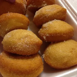 Sweet  donuts fresh but sugar was clumped up and barely on. good though.